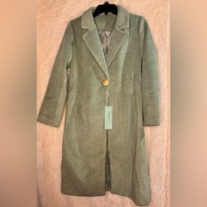 ✅ NWT Pure Wool Green Coat w/ Gold Button | Size Small